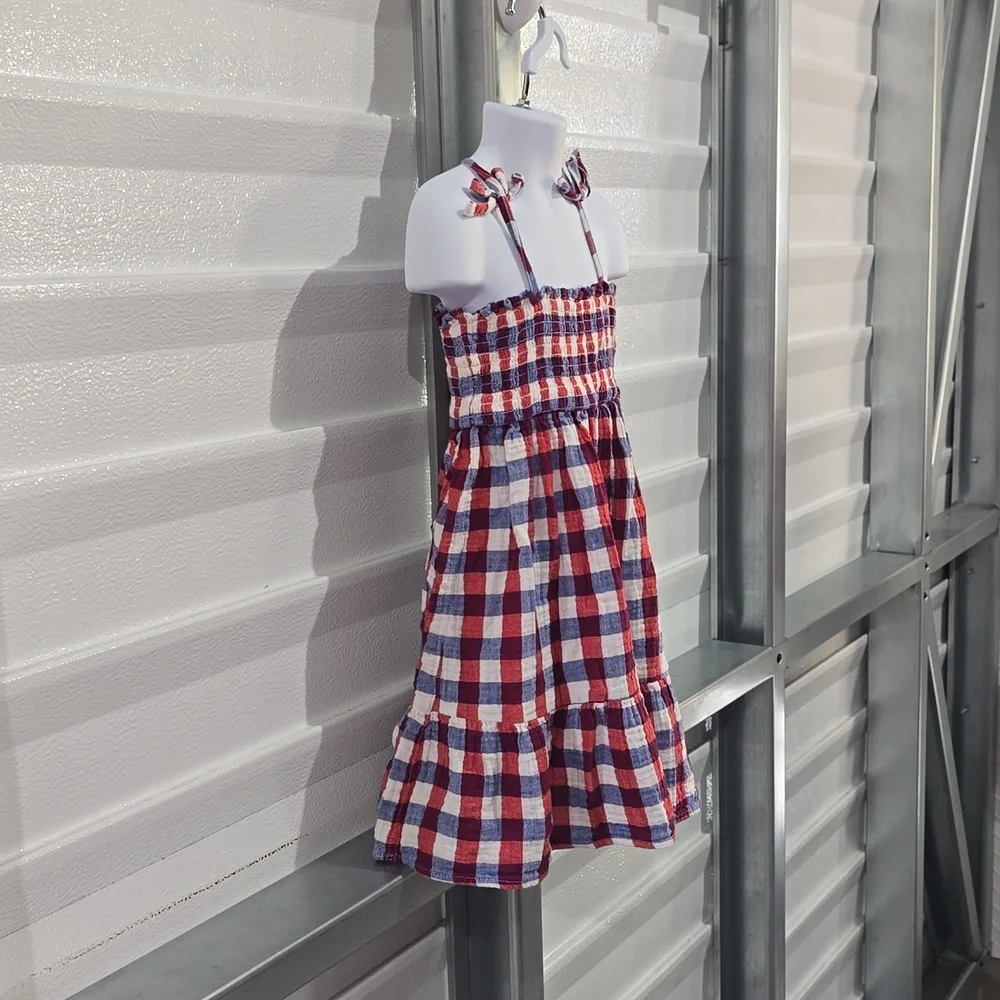 Cat & Jack red white and blue‎ plaid dress size 5T